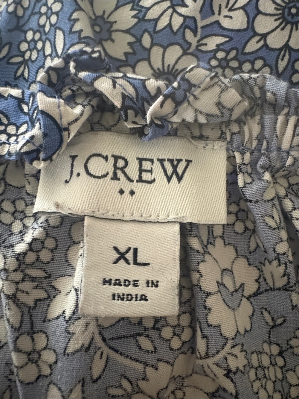 J. Crew blue and white floral v-neck ruffle sleeve cotton maxi dress, XL - Picture 9 of 11